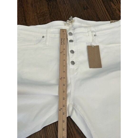 Madewell 10" High Rise Skinny Jeans Button Fly Raw Hem White K9112 Size 35P NEW - Picture 10 of 11